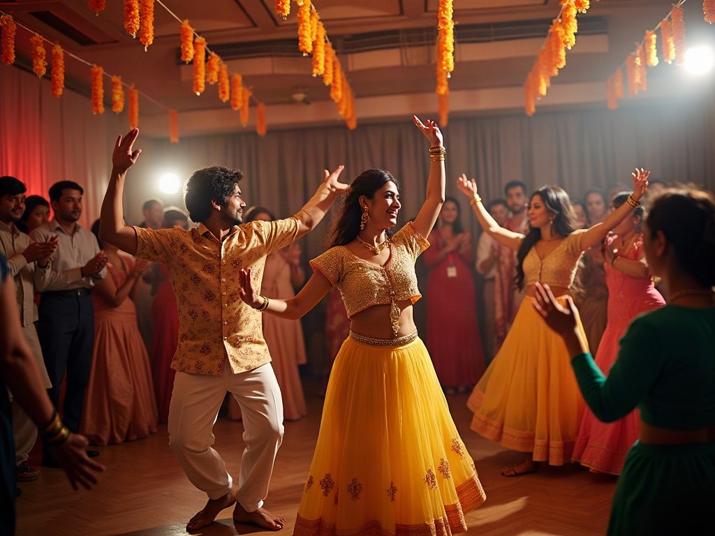 Bollywood dancers performing at a sangeet party in Dubai