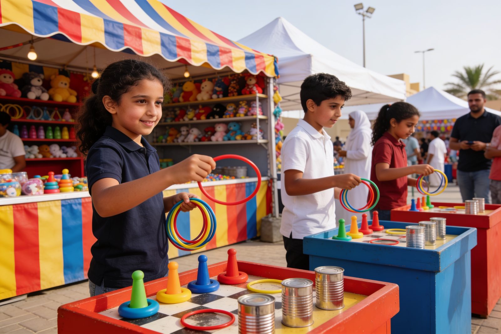Carnival game stalls at a kids party in Dubai