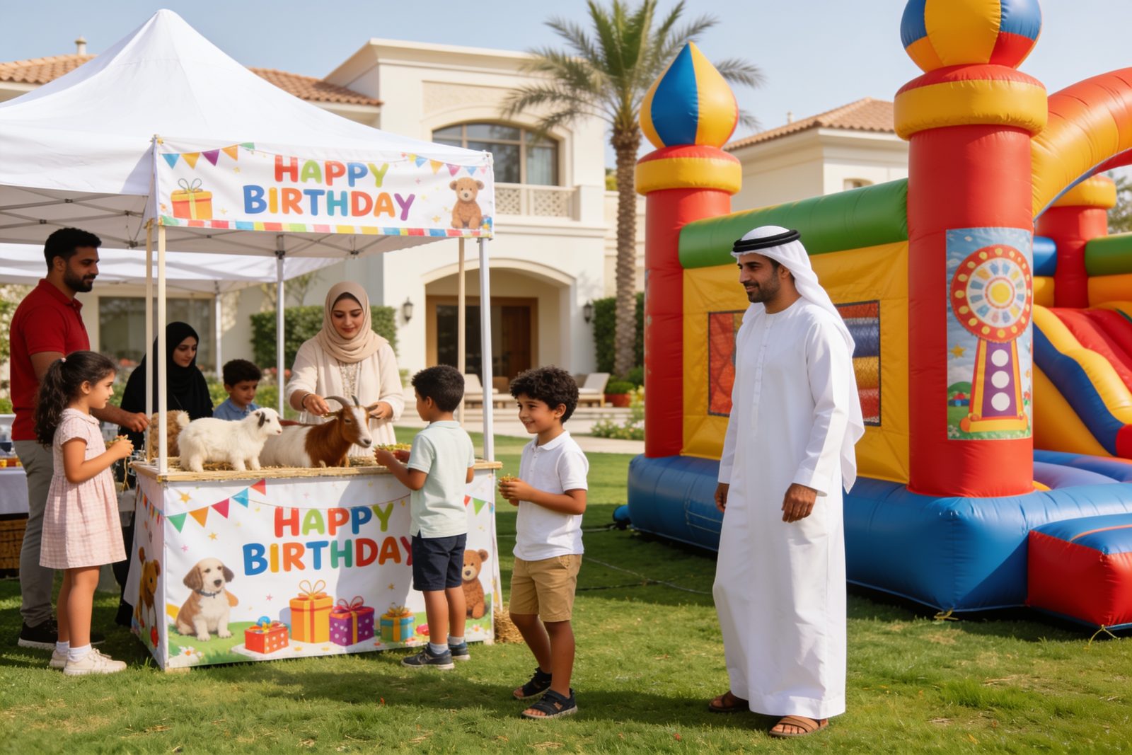 Bouncy castle set up for a kids party in Dubai