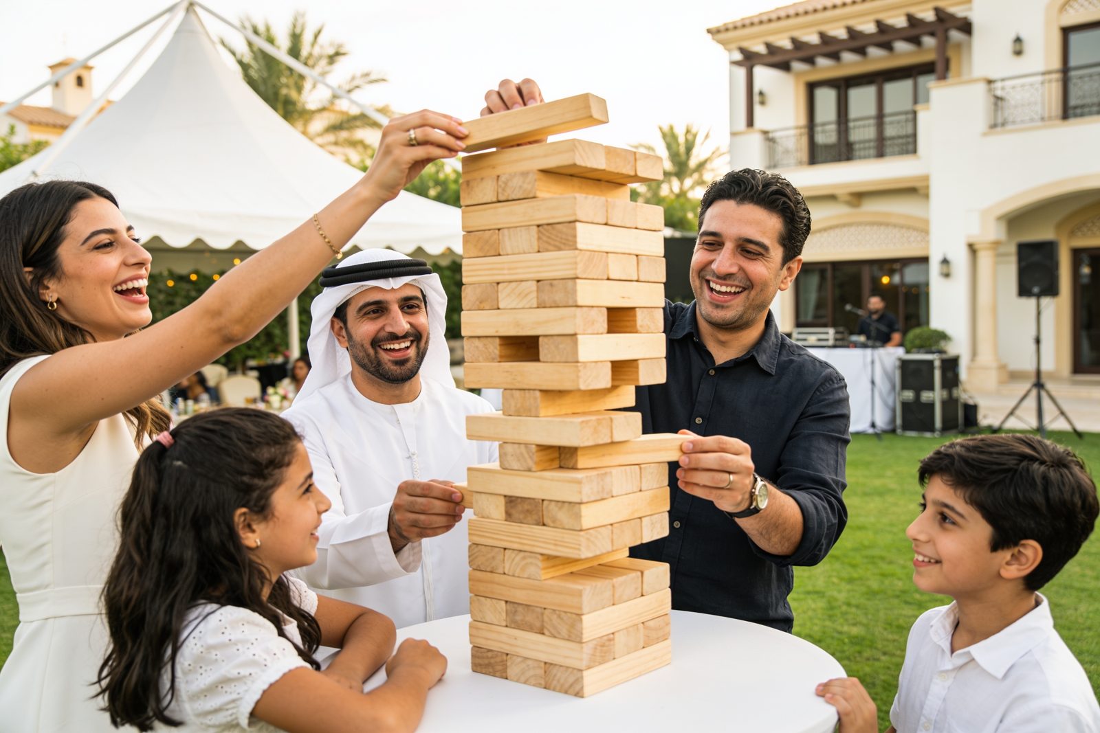 Giant lawn games at a kids party in Dubai
