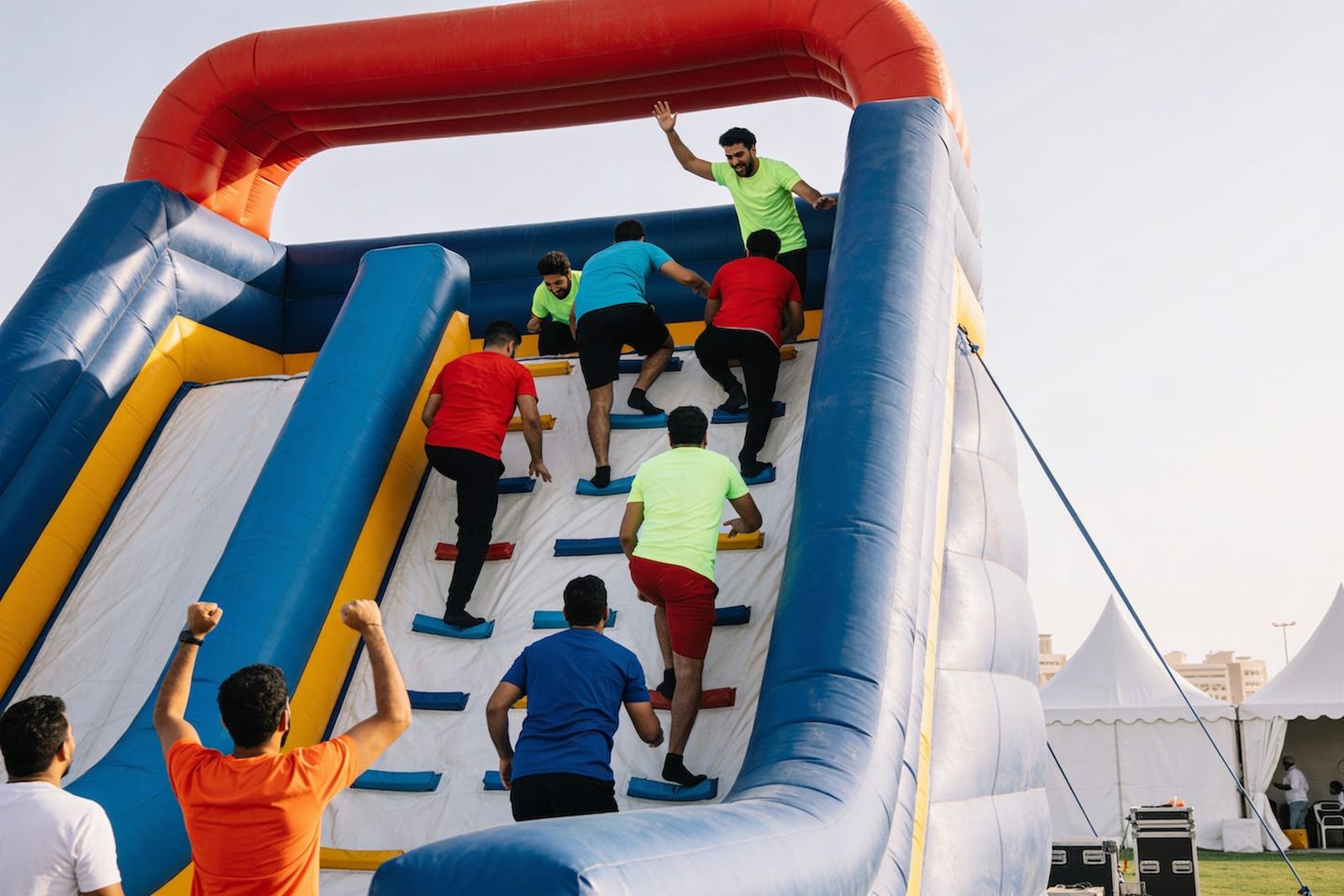 Large inflatable course with a climbing section set up in Dubai