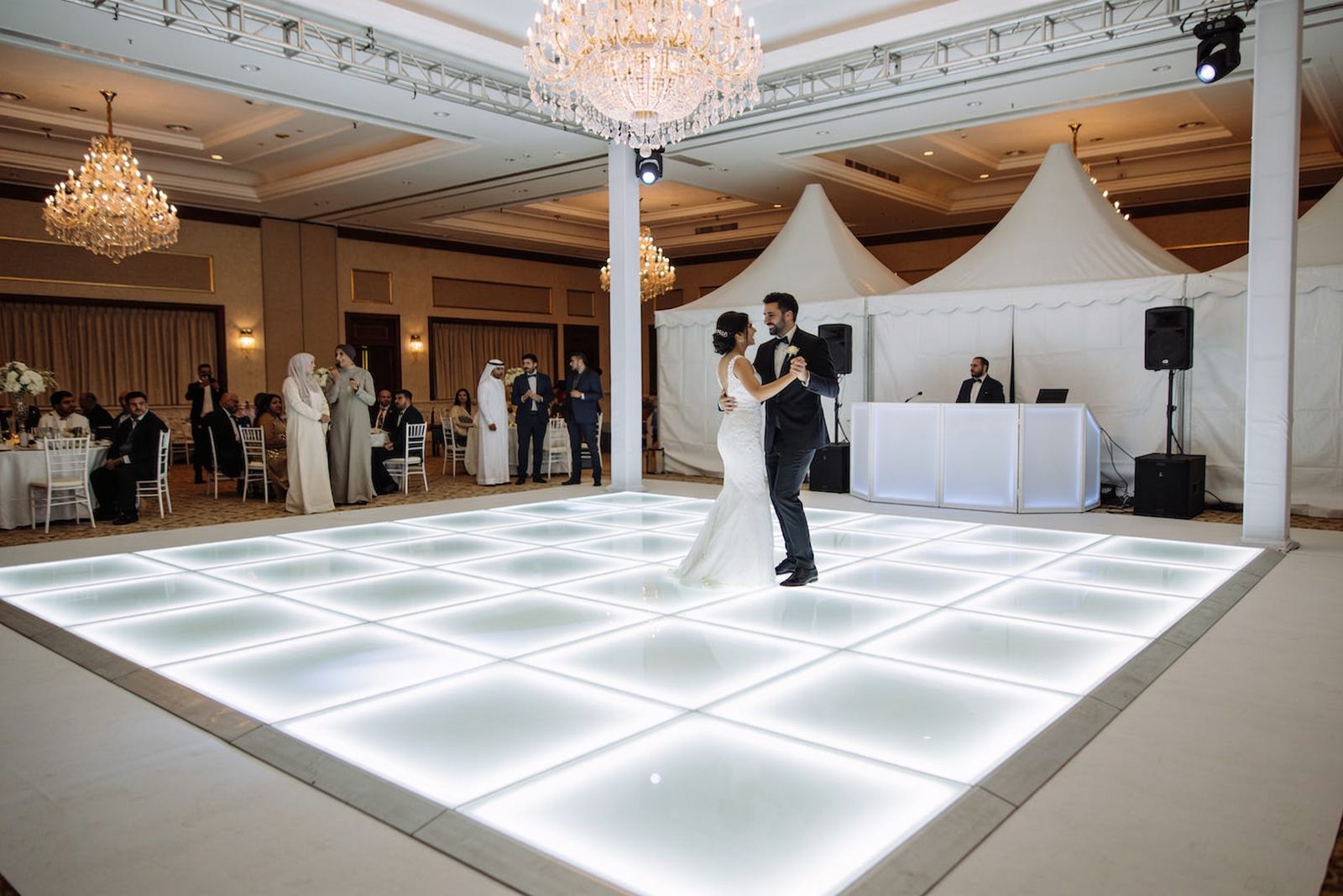 White LED dance floor at a wedding in Dubai