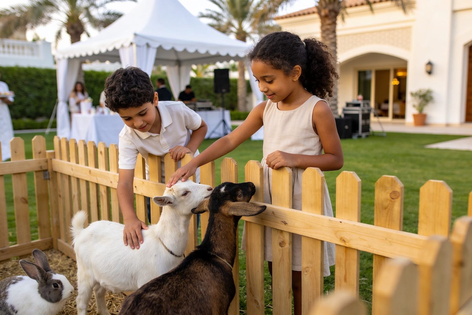 Petting zoo animals at a kids party in Dubai