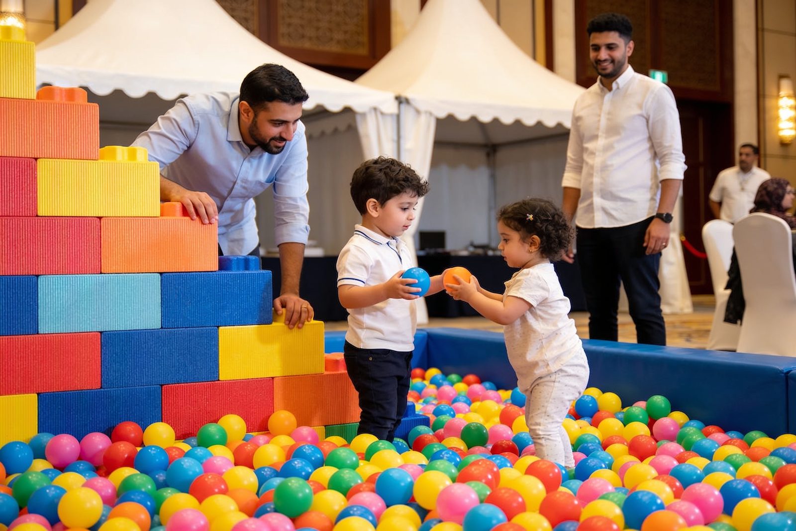 A soft play corner set up for a family event in Dubai